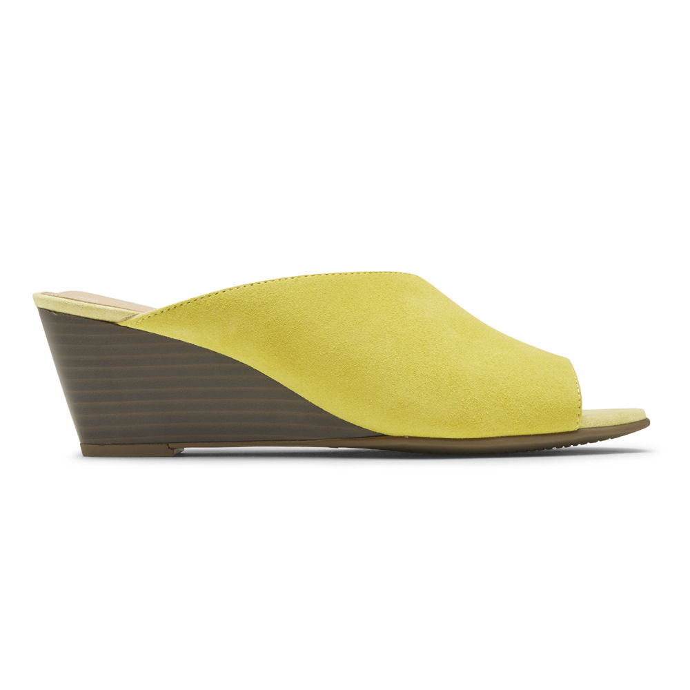 Rockport Womens Slides Yellow - Total Motion Taylor Asymmetrical - UK 027-MKNEFS